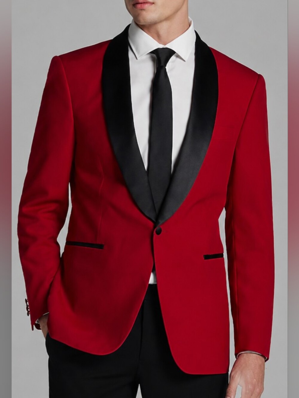 Egara Red and Black Satin Shawl Collar Tuxedo Dinner Jacket  Men Size 42S